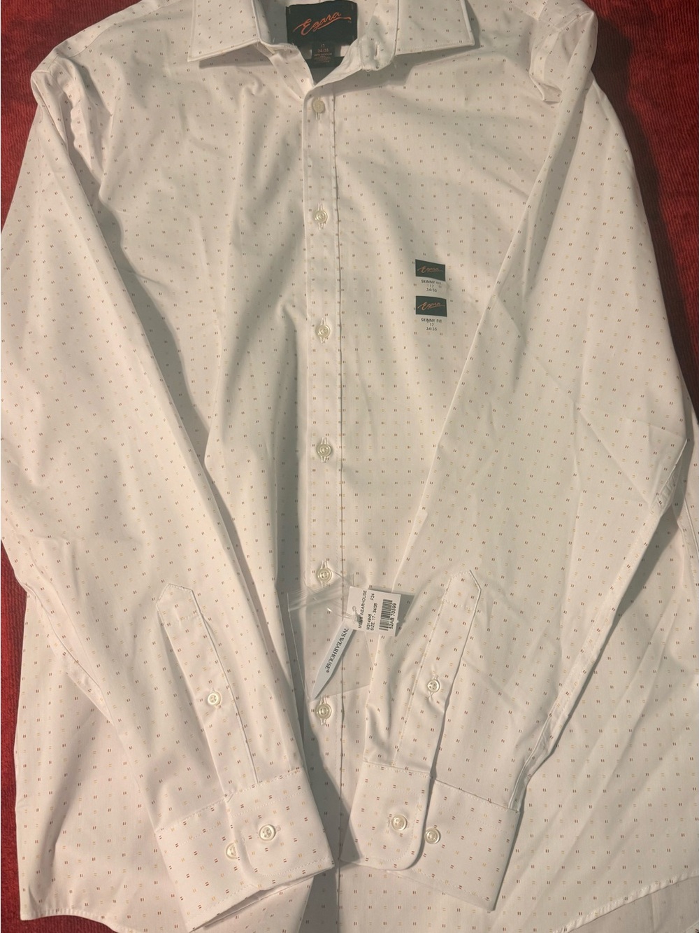 Egara Men's White Dress Shirt with Subtle Micro Dots